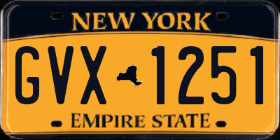 NY license plate GVX1251