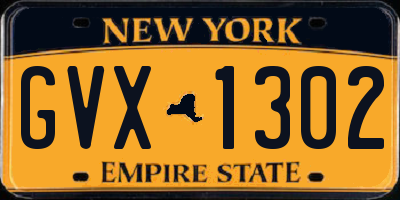 NY license plate GVX1302