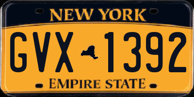 NY license plate GVX1392