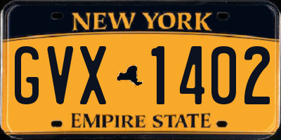 NY license plate GVX1402