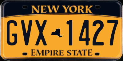 NY license plate GVX1427