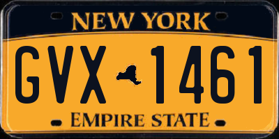 NY license plate GVX1461