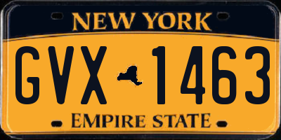 NY license plate GVX1463