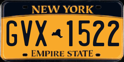 NY license plate GVX1522