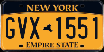 NY license plate GVX1551