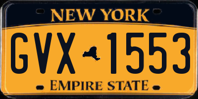 NY license plate GVX1553