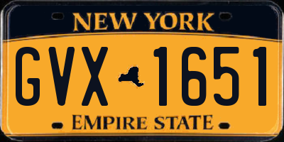 NY license plate GVX1651