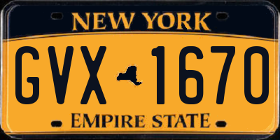 NY license plate GVX1670