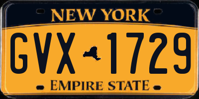 NY license plate GVX1729