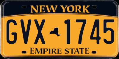 NY license plate GVX1745