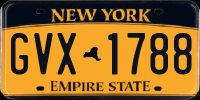 NY license plate GVX1788