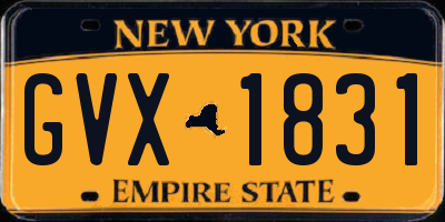 NY license plate GVX1831