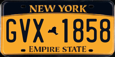 NY license plate GVX1858