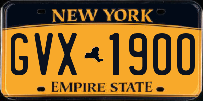 NY license plate GVX1900