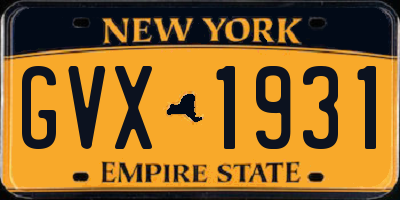 NY license plate GVX1931