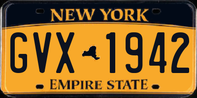 NY license plate GVX1942
