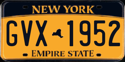 NY license plate GVX1952