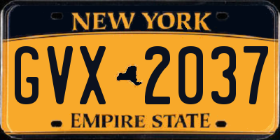 NY license plate GVX2037