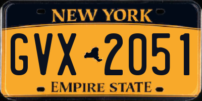 NY license plate GVX2051
