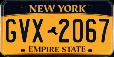 NY license plate GVX2067