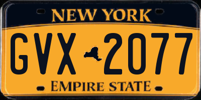 NY license plate GVX2077