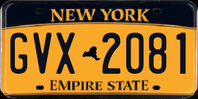 NY license plate GVX2081