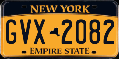NY license plate GVX2082