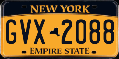 NY license plate GVX2088