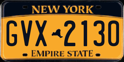 NY license plate GVX2130