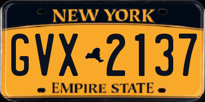 NY license plate GVX2137
