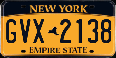 NY license plate GVX2138