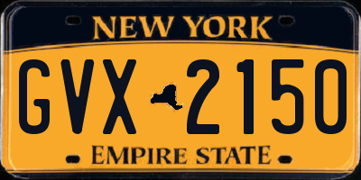NY license plate GVX2150