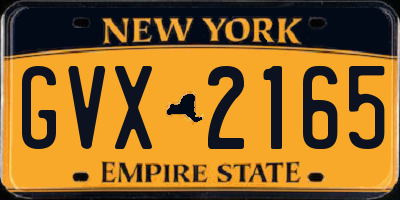 NY license plate GVX2165