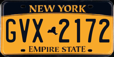 NY license plate GVX2172