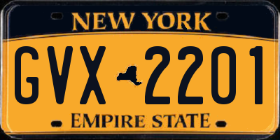NY license plate GVX2201
