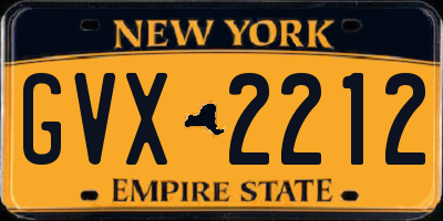 NY license plate GVX2212