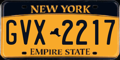 NY license plate GVX2217
