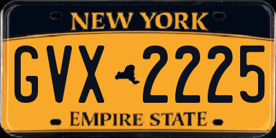 NY license plate GVX2225