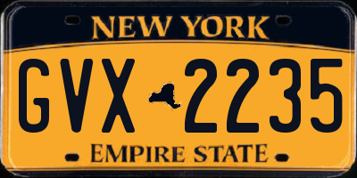 NY license plate GVX2235