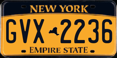 NY license plate GVX2236