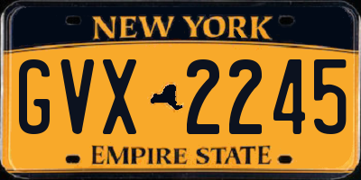 NY license plate GVX2245
