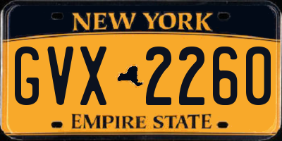 NY license plate GVX2260