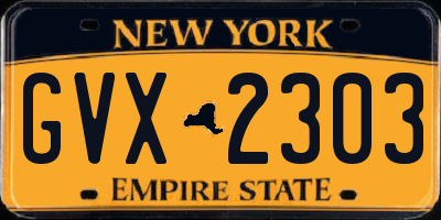 NY license plate GVX2303