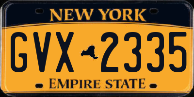 NY license plate GVX2335