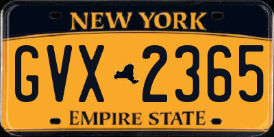 NY license plate GVX2365