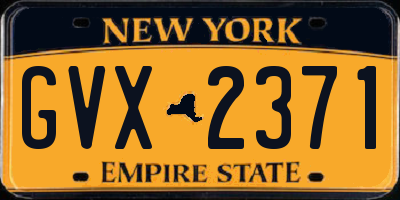 NY license plate GVX2371
