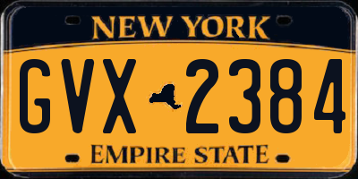 NY license plate GVX2384