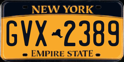 NY license plate GVX2389