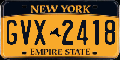NY license plate GVX2418