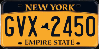 NY license plate GVX2450
